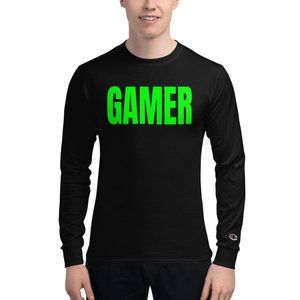 Gamer Long Sleeve Shirt Mens Medium Black w/ Lime